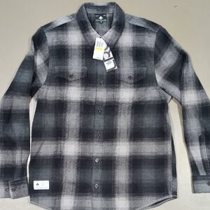 LRG Men's Charcoal and Black Plaid Shirt